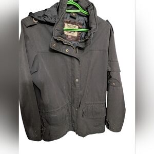 Black Mat Utility Jacket With Hiding Cap